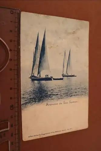 tolle alte Karte - Segelboote - Souvenir du Lac Léman - Genfersee 1900-1910 ???