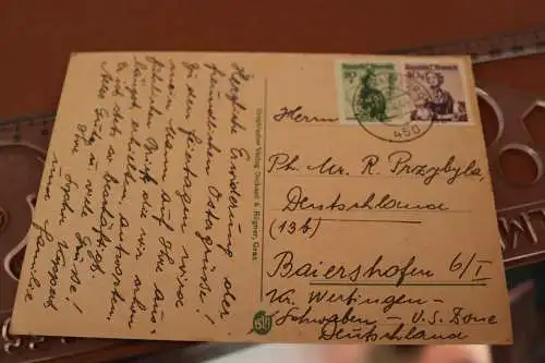 tolle alte Karte - Fröhliche Ostern  Küken im Ei - 1949