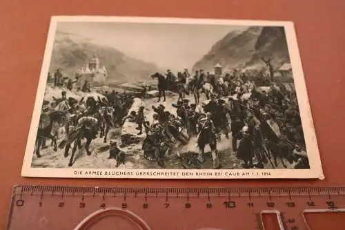 tolle alte Karte - Armee Blücher überschreitet den Rhein bei Caub 