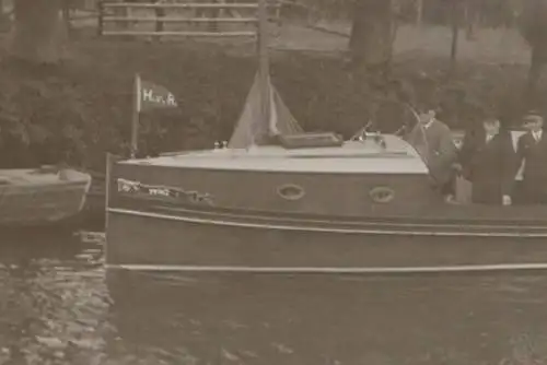 tolles altes Negativ - Motorboot - 30-40er Jahre - Wimpel H.v.R. ??