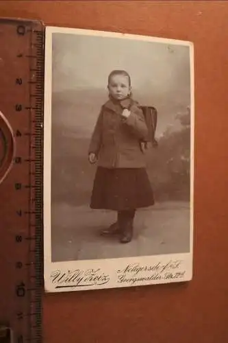 tolles altes  CDV Foto - Mädchen mit Schulranzen Neugersdorf 1900-1910 ??