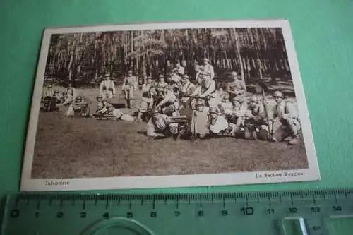 tolle alte Karte - französische Infanterie mit Maschinengewehren  - Frankreich 