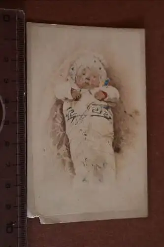 sehr altes CDV-Foto - Kleinkind - coloriert  Emanuel Dité - Praze 