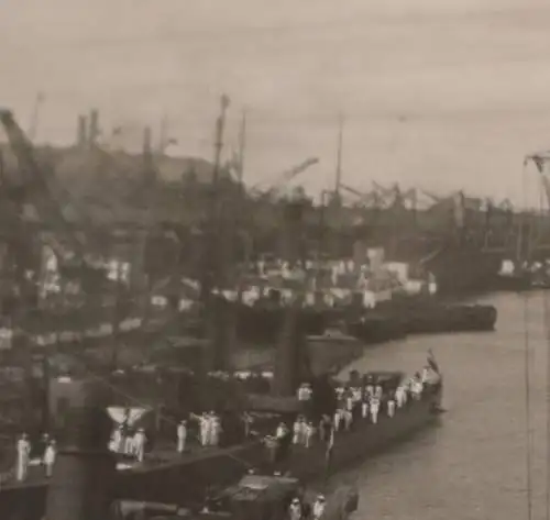 tolles altes Foto - Marine Hafen - viele Schiffe - Ort ??? 30er Jahre 