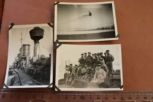 drei alte Fotos - Mannschaftsfoto usw. Torpedoboot T 190 