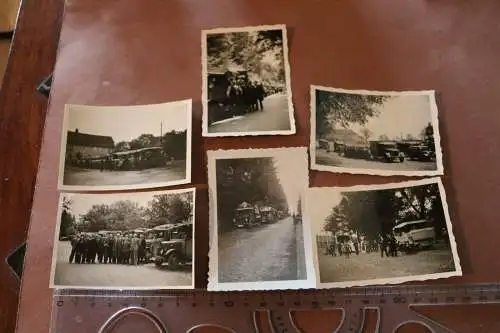 sechs tolle alte Fotos - Ausflug der Reichspost - LKW´s RP - 30er Jahre 