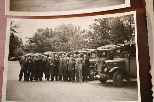 sechs tolle alte Fotos - Ausflug der Reichspost - LKW´s RP - 30er Jahre 