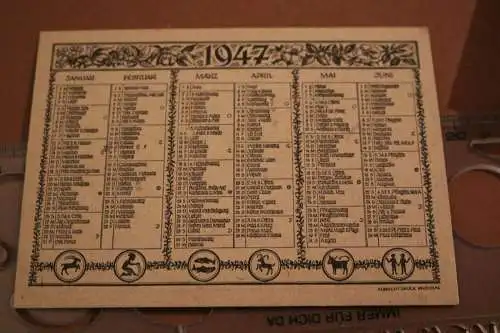 zwei tolle alte Postkarten - Kalender 1946 und 1947 
