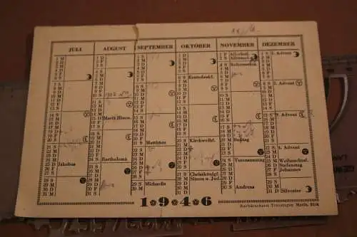 zwei tolle alte Postkarten - Kalender 1946 und 1947 