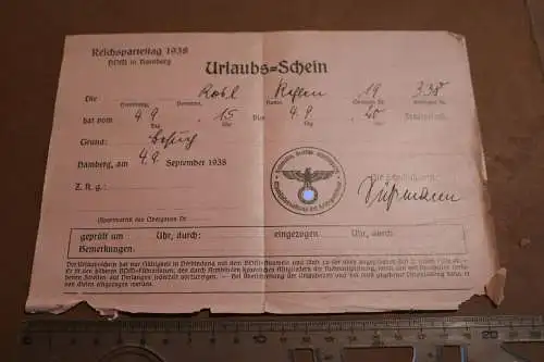 Alter Urlaubs-Schein BDM Mädel - Bamberg 1938