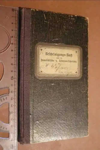 Altes Bescheinigungs-Buch - Invaliditäts- und Altersversicherung Goslar 1907