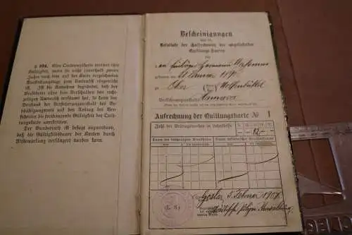 Altes Bescheinigungs-Buch - Invaliditäts- und Altersversicherung Goslar 1907