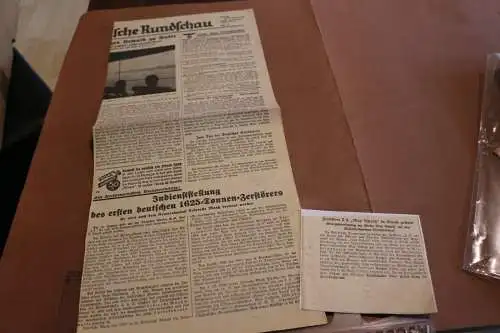 Zwei alte Zeitungsausschnitte Indienststellung Zerstörer Z1 und Z3