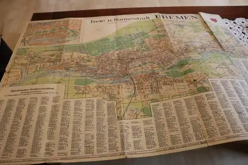 toller alter Stadtplan Hansestadt Bremen 1:20000  1946/1948 ca