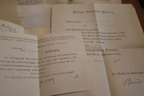 Tolles altes Studienbuch u. weitere Papiere einer Sportlehrerin Uni Marburg 30er