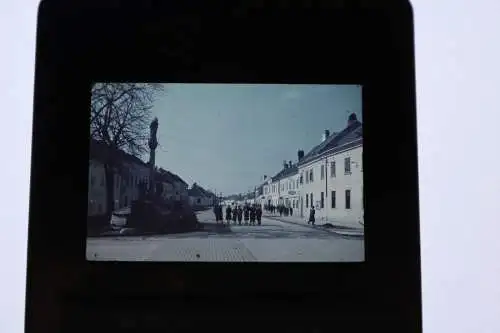 tolles altes Farbdia - 30-40er Jahre - Strassenzug - Mariensäule, Hotel zum Gold