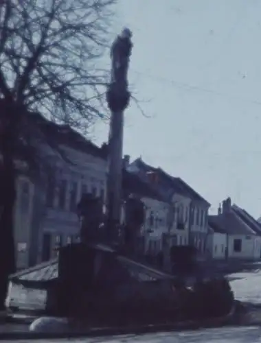 tolles altes Farbdia - 30-40er Jahre - Strassenzug - Mariensäule, Hotel zum Gold