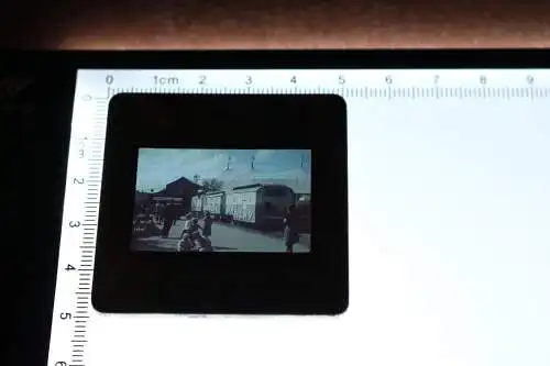 tolles altes Farbdia - Glasdia - 30-40er Jahre - Zirkuswagen Zirkus Barlay 