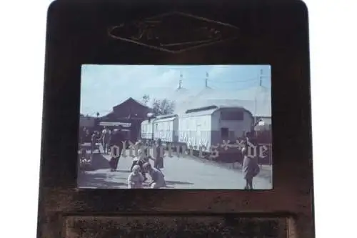 tolles altes Farbdia - Glasdia - 30-40er Jahre - Zirkuswagen Zirkus Barlay 
