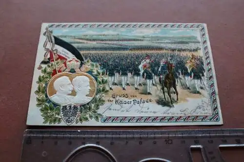 tolle alte Prägekarte - Gruss von der Kaiser-Parade 1906 