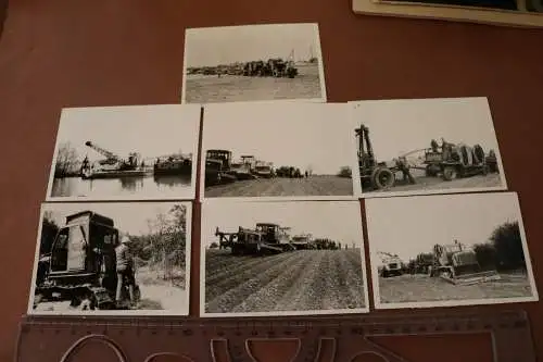 Sieben tolle alte Fotos Erdkabel wird verlegt Bulldozer Planierraupen, Neuruppin