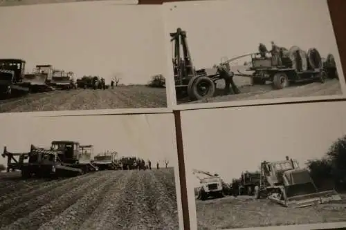 sieben tolle alte Fotos Erdkabel wird verlegt Bulldozer Planierraupen, Neuruppin