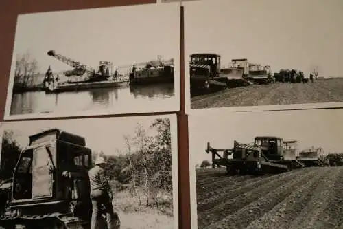 sieben tolle alte Fotos Erdkabel wird verlegt Bulldozer Planierraupen, Neuruppin