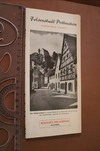 Tolle alte Wegekarte und Lageplan - Felsenstadt Pottenstein 1955