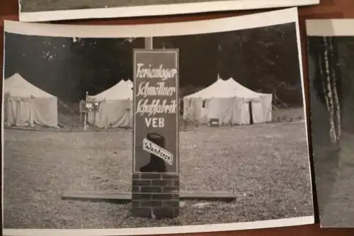 vier tolle alte Fotos Ferienlager Schmöllner Schuhfabrik VEB  50-60er Jahre