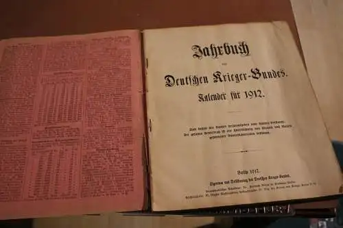 Altes Jahrbuch des Deutschen Krieger-Bundes mit Kalender von 1912