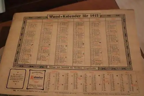 Altes Jahrbuch des Deutschen Krieger-Bundes mit Kalender von 1912