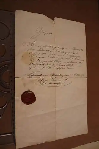 tolles altes Arbeitszeugnis ? 1910 vom Bäckerobermeister ? Neustadt a. Rbg Wachs