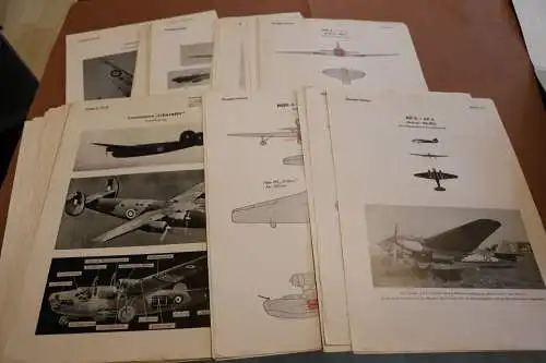 63 alte Typen und Schemablätter sowjetischer Flugzeuge + Leistungstabelle 