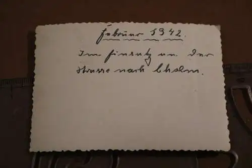 altes Foto Soldaten Rationsverteilung Strasse nach Cholm 1942 