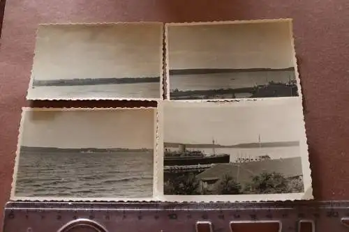 vier alte Fotos Flensburger Förder und Passagierdampfer Caribia 