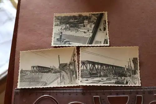 drei alte Fotos Weichselbrücke in Dirschau  Wiederaufbau ?