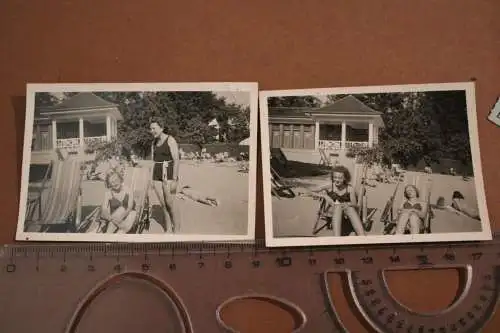 zwei alte Fotos zwei Frauen im Badeanzug am Strand 30-50er Jahre ?