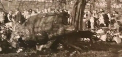 altes Foto - Menschenmenge - abgestürztes Flugzeug ??? 30-50er Jahre 