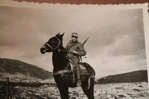 Tolles altes Foto - Soldat auf einem Muli - Gebirgsjäger ???