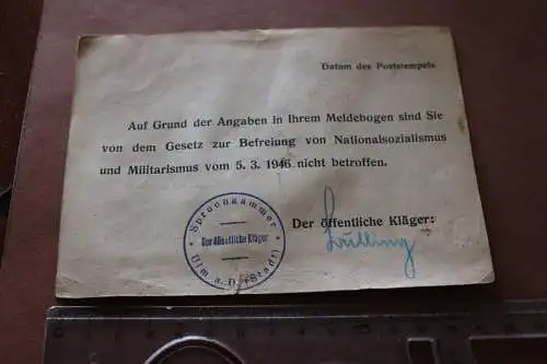 Alte Postkarte Spruchkammer Ulm Befreiung NS  - 1946