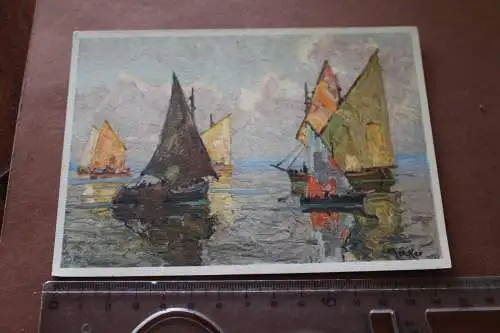 zwei tolle alte Künstlerkarten - Segelboote -  Alter ??