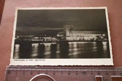tolle alte Karte - Friedrichshafen bei Nacht - Hafenbahnhof  1952