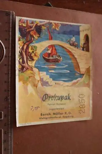 tolles altes Weinetikett  Prokupak Rotwein Jugoslawien - Alter ??