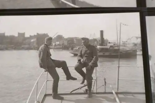 vier tolle alte Negative Soldaten Hafen - Schiffe mit Tarnanstrich Boulogne-sur