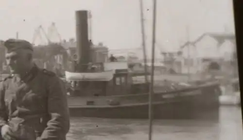 vier tolle alte Negative Soldaten Hafen - Schiffe mit Tarnanstrich Boulogne-sur