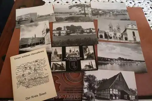 neun alte Karten mit Umschlag - Unser schöner Heimatkreis - Kreis Soest  60-70er