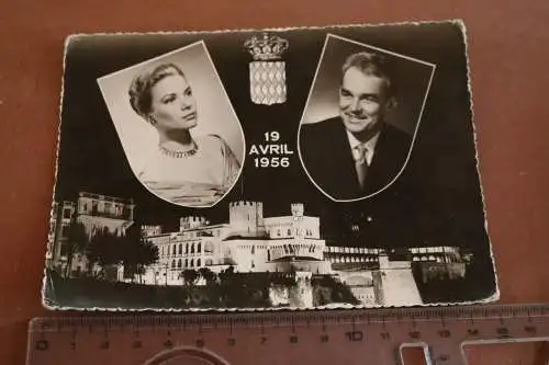 tolle alte Karte Monte Carlo Fürst Rainier III. von Monaco und Grace Kelly 1956
