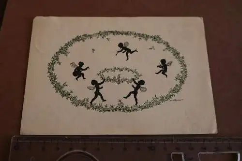tolle alte Karte  Künstlerkarte -Silhouletten Feen ?? Engel ?? Zugunsten des RBK