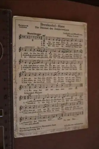 tolle alte  Liedkarte - Bernkastel-Kues - Die Heimat des Doktorweines 1937