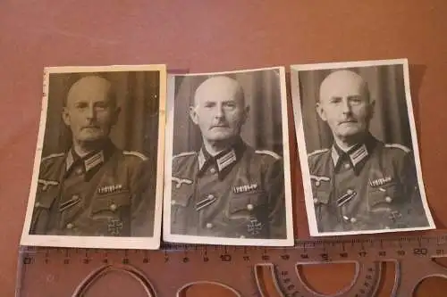 drei Fotos - Portrait eines Offiziersmit Bandspange , EK I
